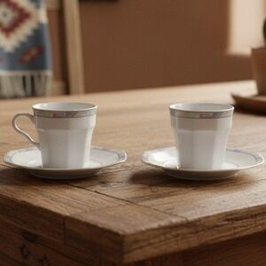 Christopher Stuart Southwest Teacups & Saucers, Set of 2, Vintage 4 Piece Dishes